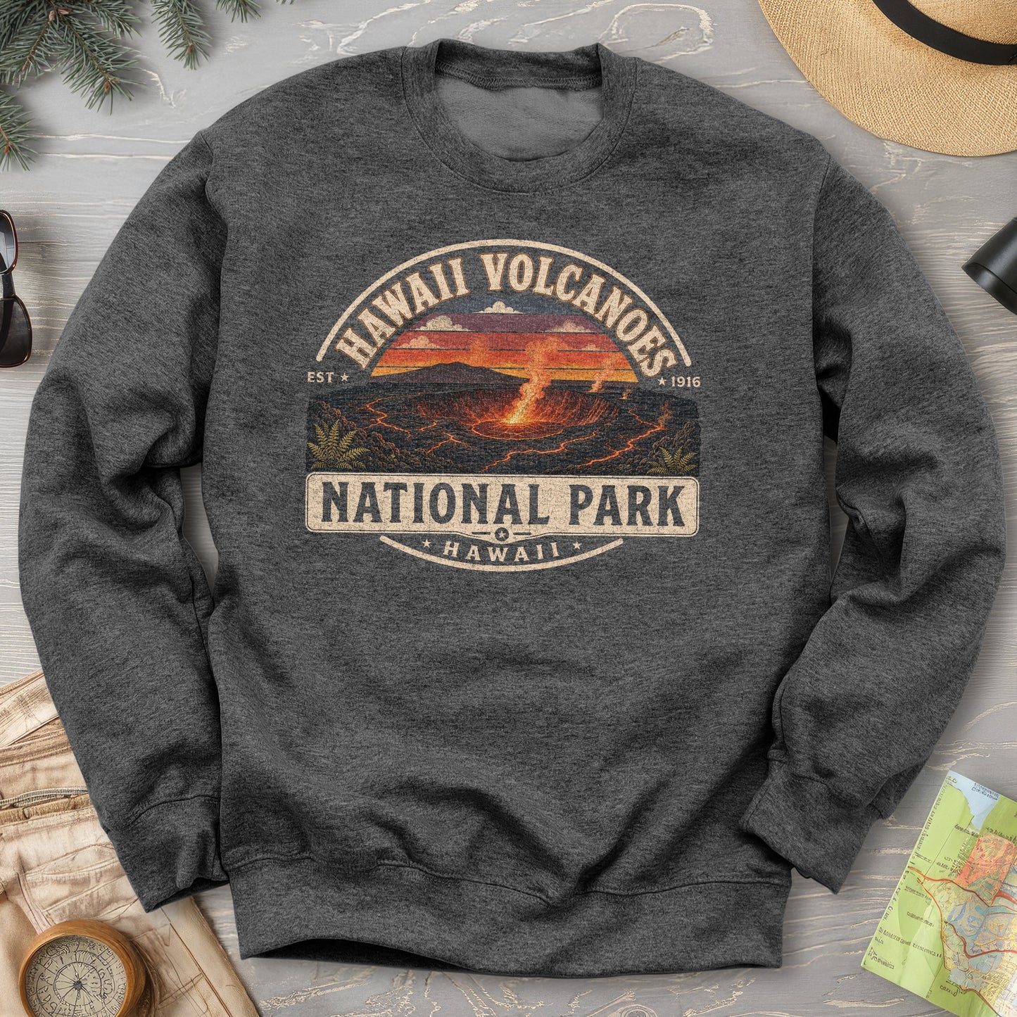 Hawaii Volcanoes Medallion Sweatshirt