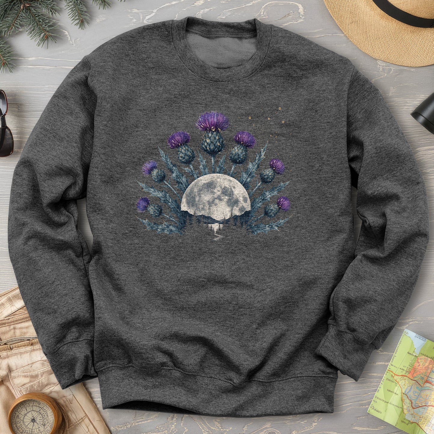 Moonlit Highland Thistles Sweatshirt
