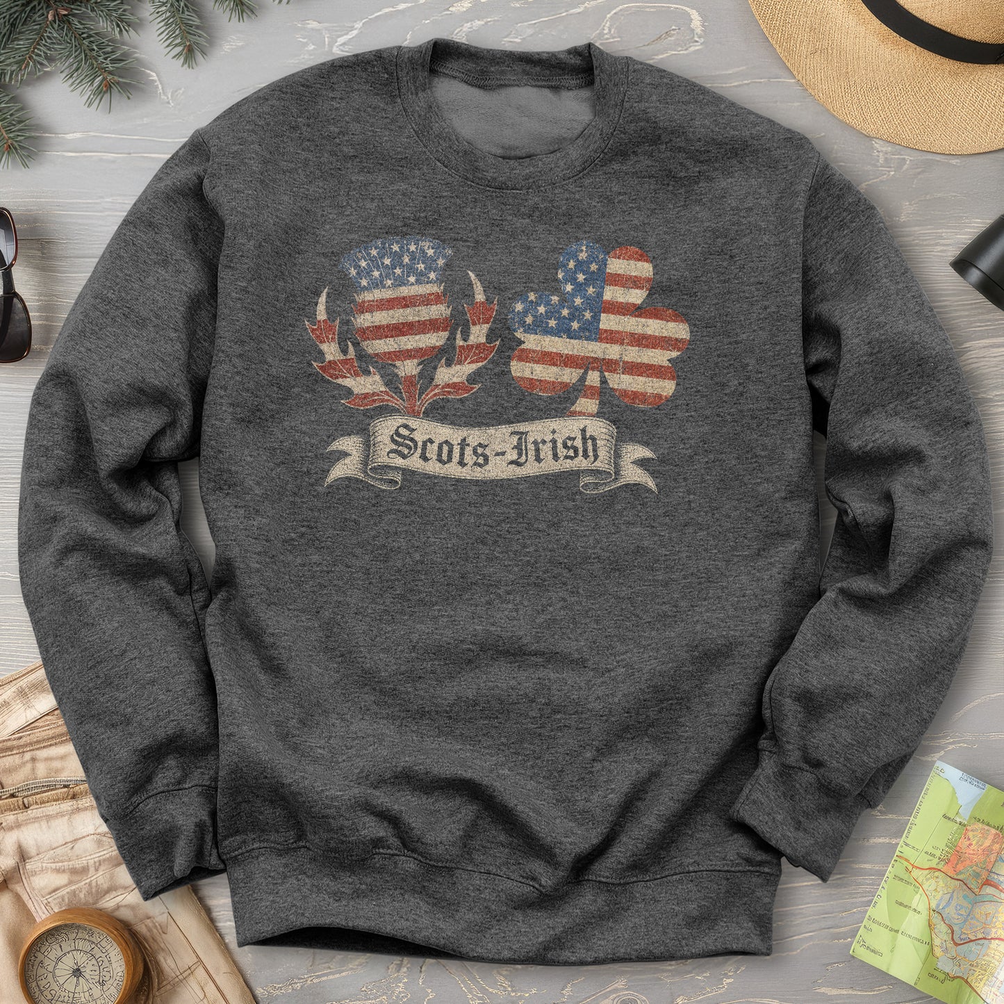 Scots-Irish Clover Thistle Flag Sweatshirt