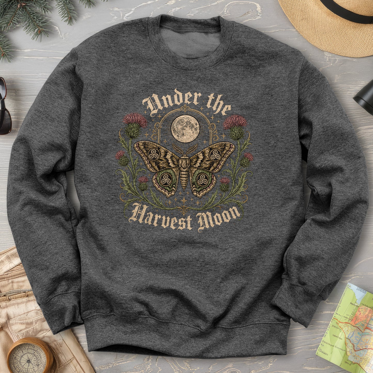 Gothic Harvest Moon Moth Sweatshirt