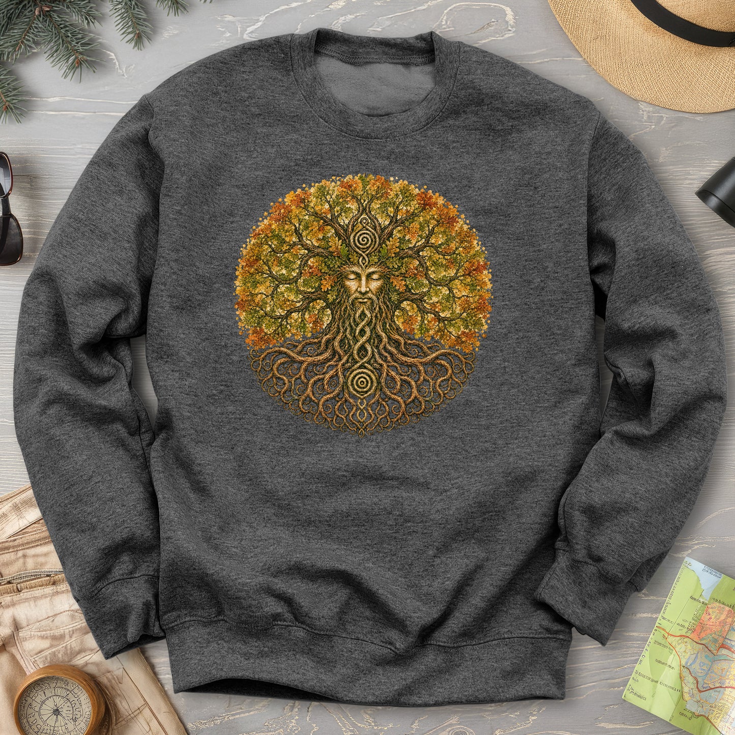 Green Man Autumn Bloom Sweatshirt