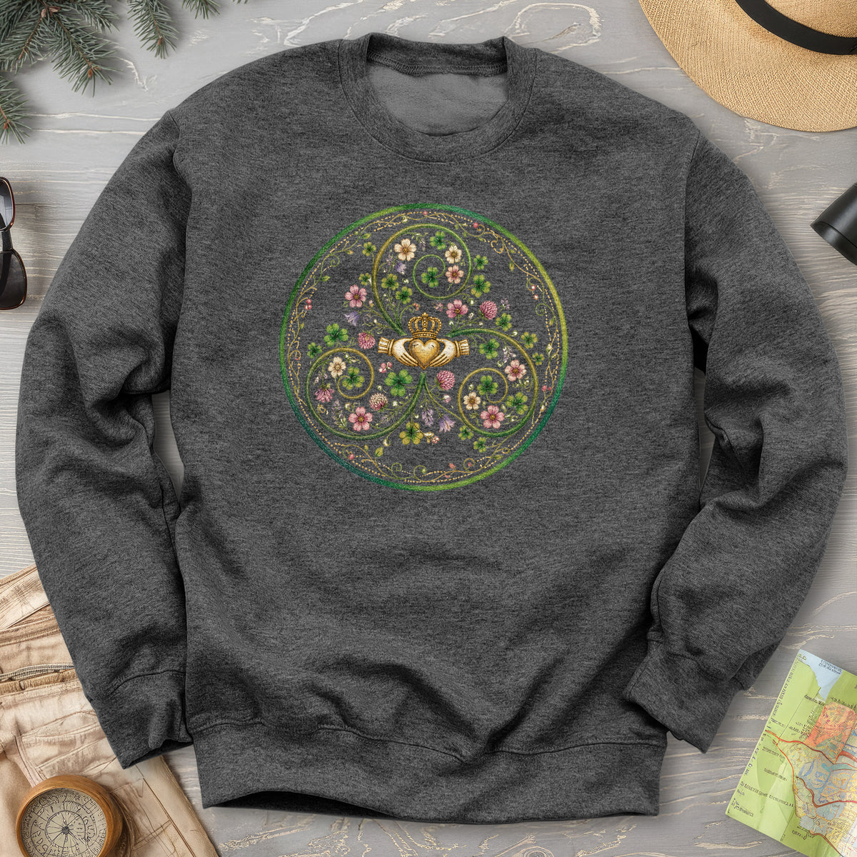 Claddagh Floral Triskele Sweatshirt