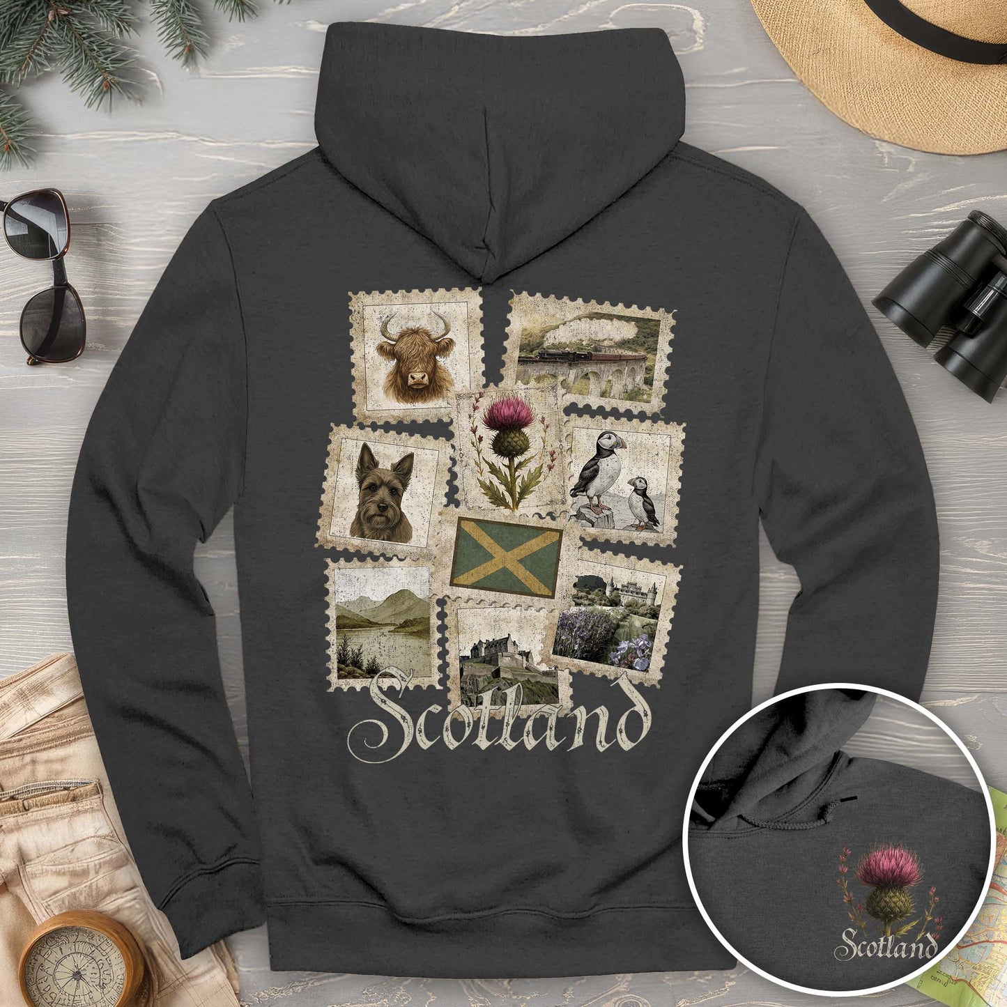 Scotland Vintage Stamps Hoodie