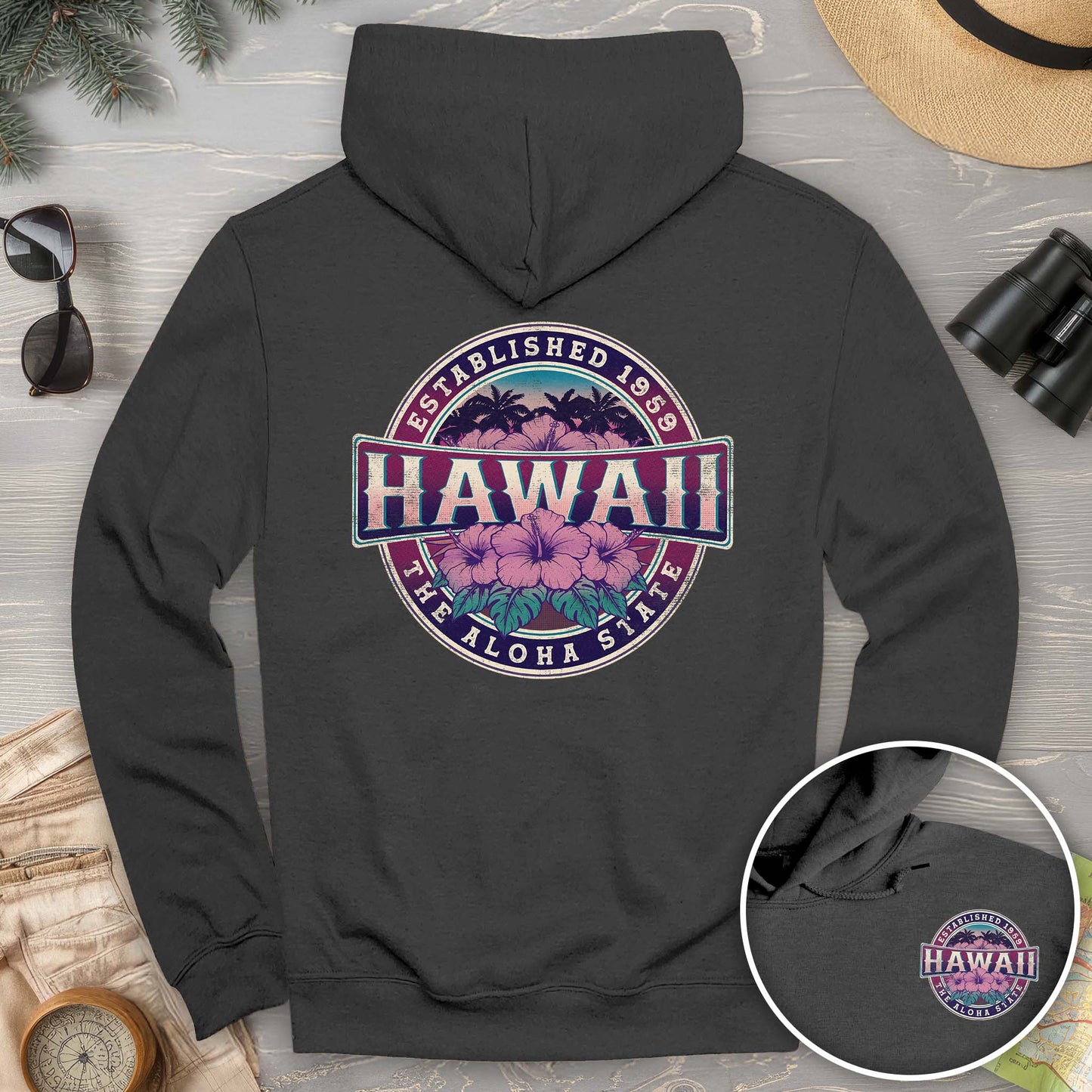 Hawaii Badge Front/Back Print Hoodie
