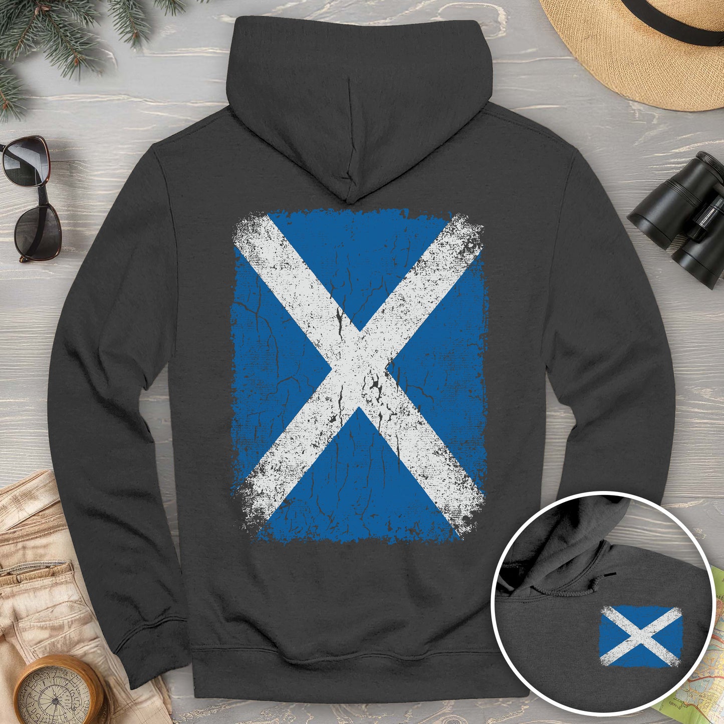 Scotland Distressed Flag Front/Back Print Hoodie