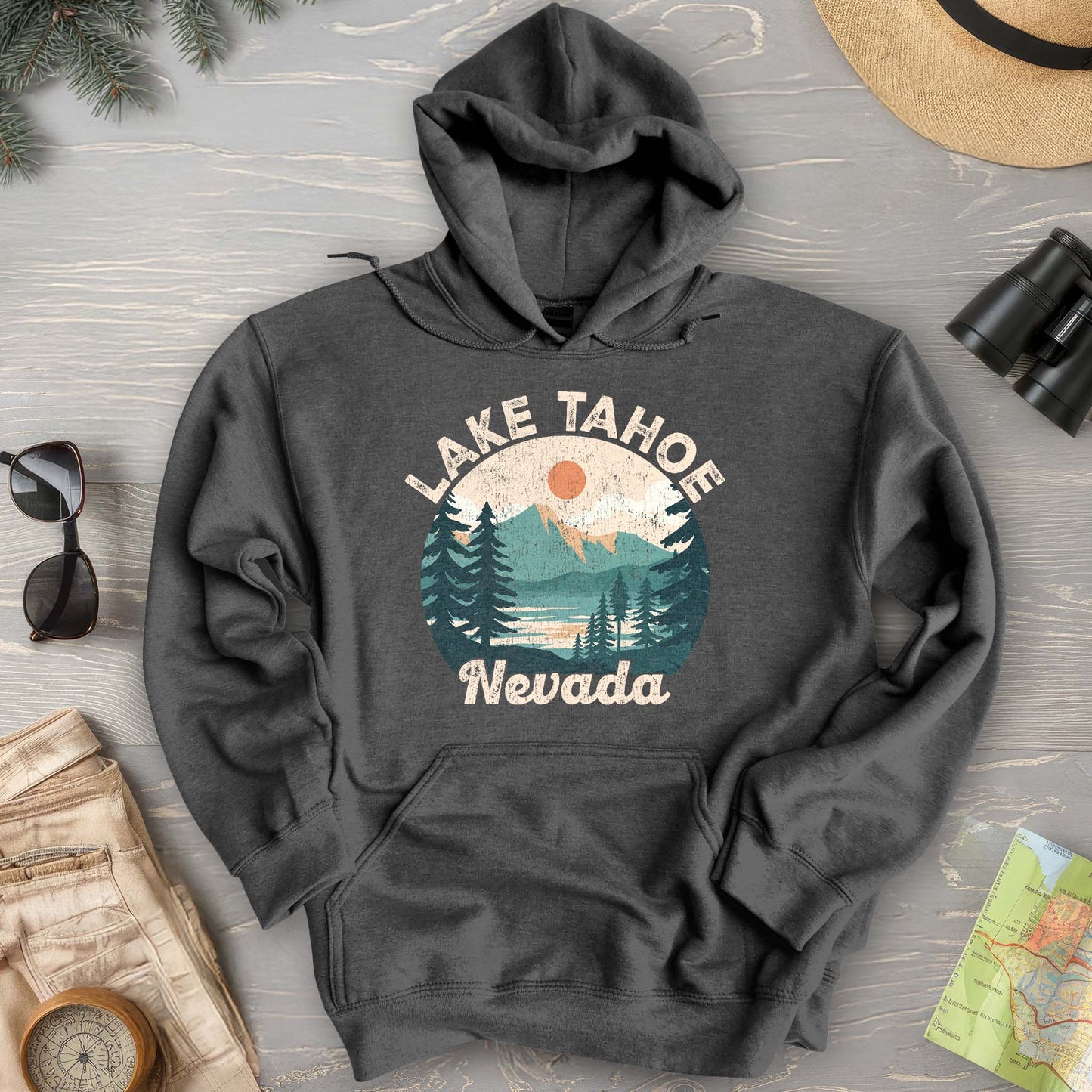 Lake Tahoe Nevada Vintage Circle Hoodie