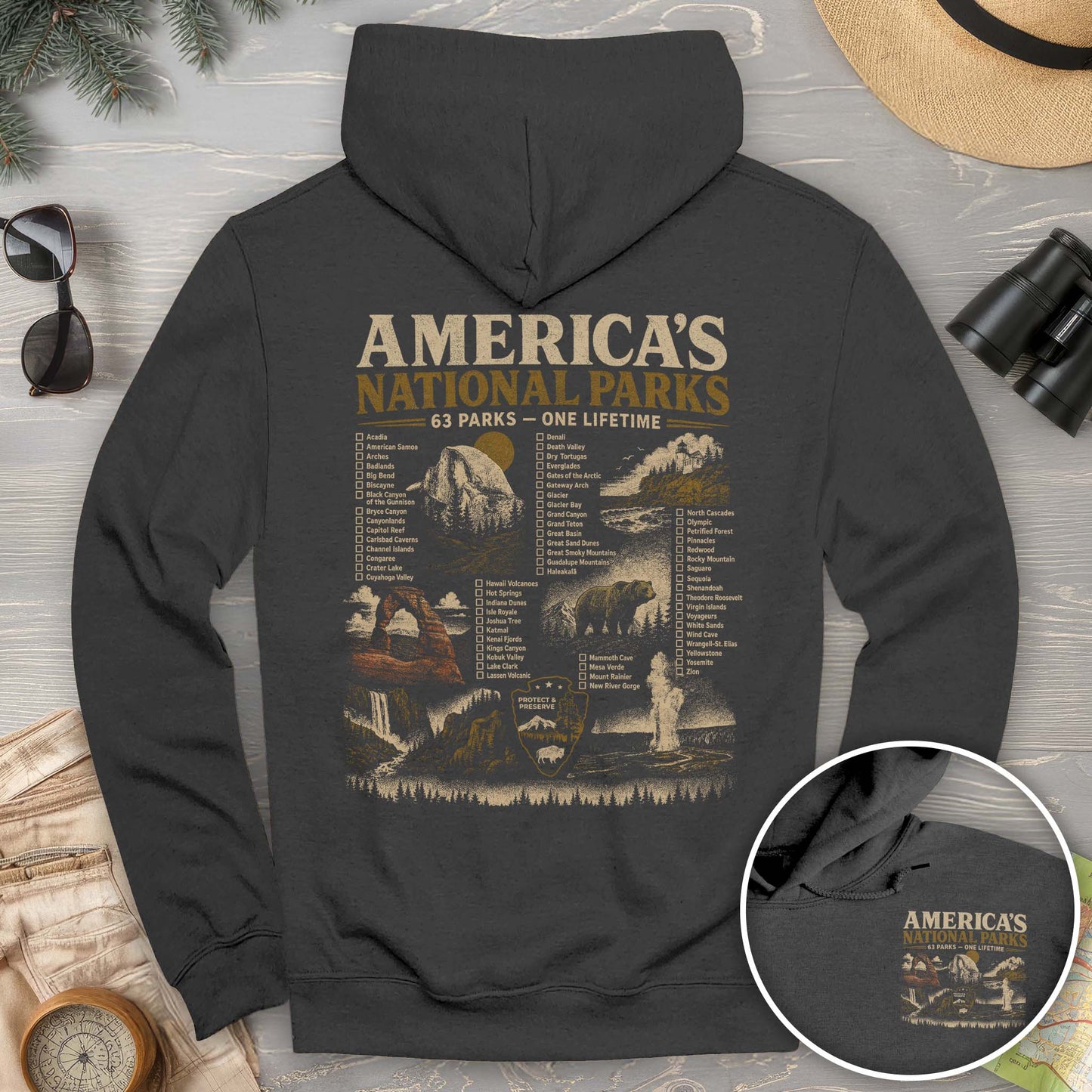 Vintage Parks Checklist Front/Back Print Hoodie