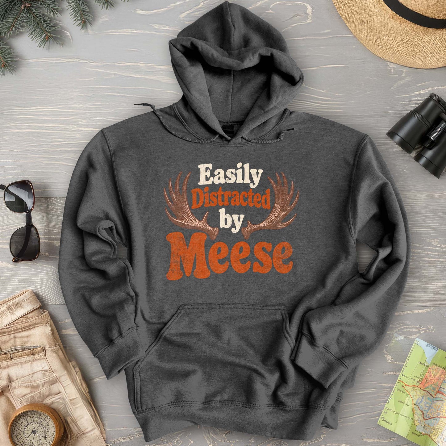 Distracted By Meese Antlers Hoodie