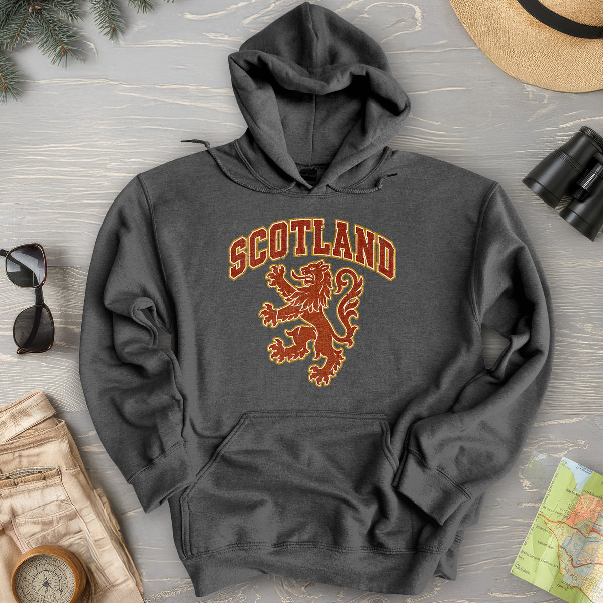 Red Vintage Rampant Lion Hoodie