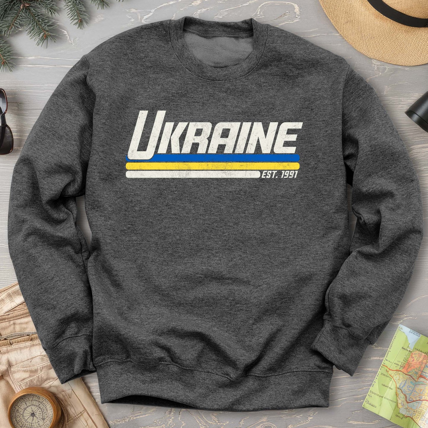 Ukraine Retro Stripe Crewneck Sweatshirt