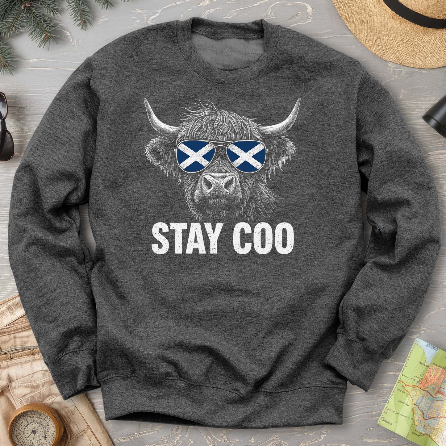 Stay Coo Highland Cow "Sunglasses" Sweatshirt