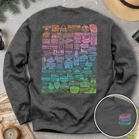 National Parks "63 Vintage Logos" Color Version Crewneck Sweatshirt