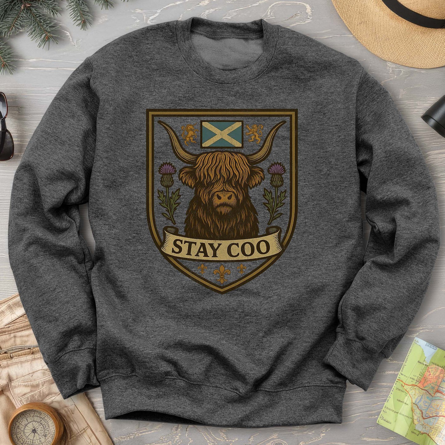 Highland Cow "Scottish Heraldry" Sweatshirt