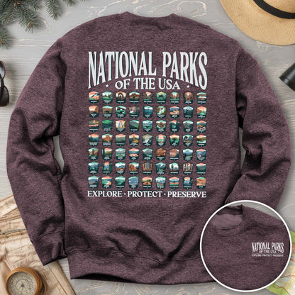 National Parks of the USA 63 Badges Crewneck Sweatshirt