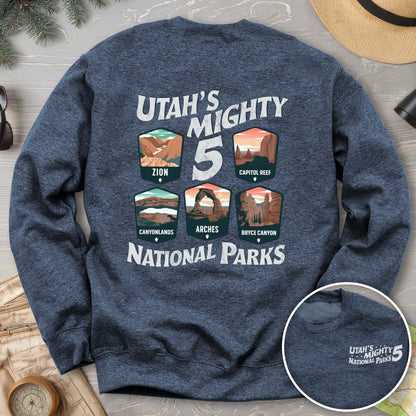 Utah's Mighty Five National Parks "5 Badges" Front/Back Sweatshirt