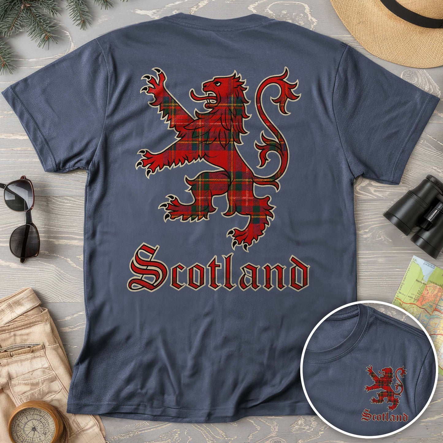 Scotland Tartan Lion Front/Back Print T-shirt