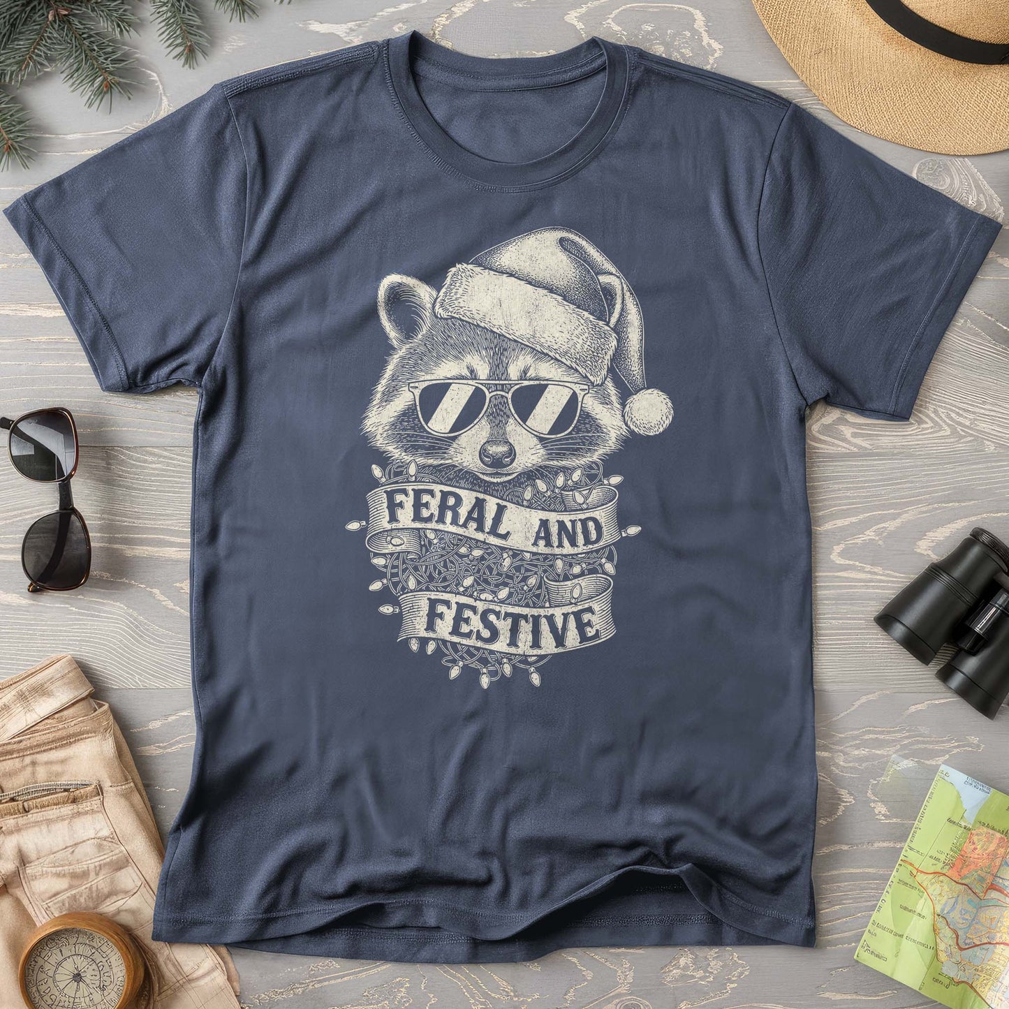 Feral and Festive Racoon Comfort Colors T-shirt