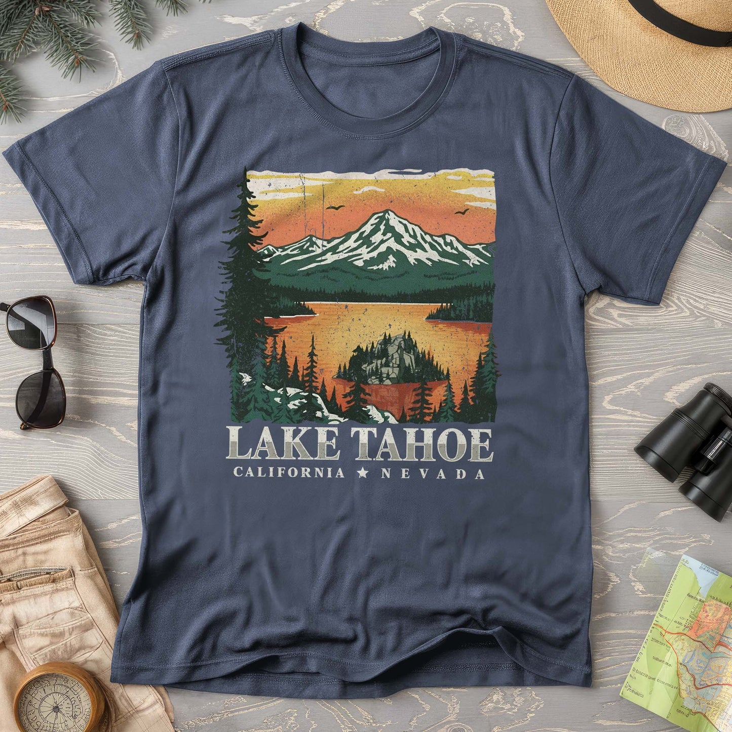 Lake Tahoe Emerald Bay Sunset Comfort Colors T-shirt