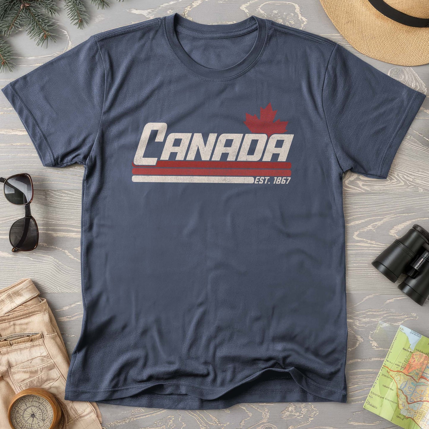 Canada Retro Stripe Comfort Colors T-shirt