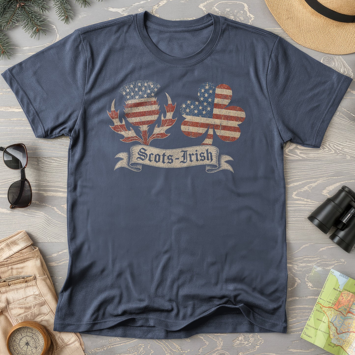 Scots-Irish Clover Thistle Flag T-Shirt
