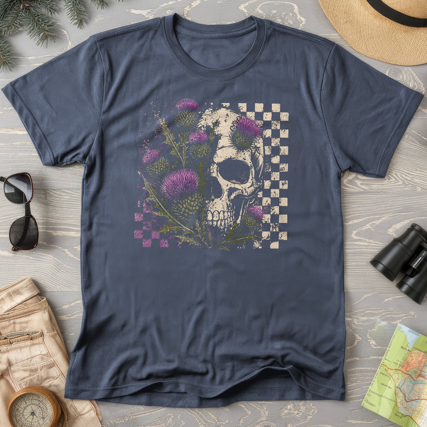 Thistle Skull Check T-Shirt