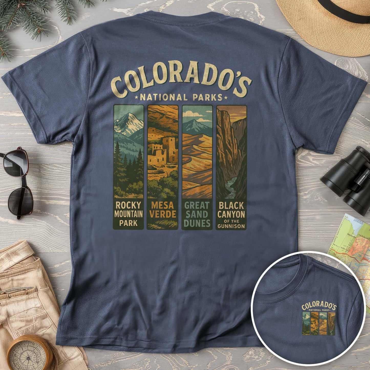 Colorado National Parks Vertical Front/Back Print Comfort Colors T-Shirt