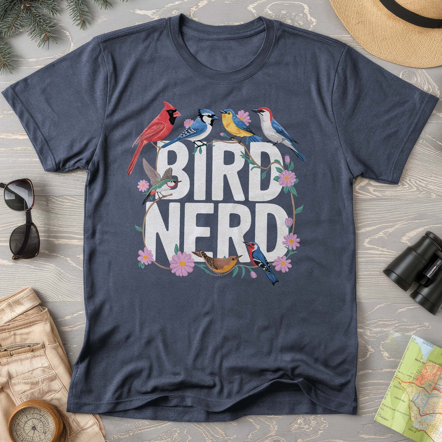 Bird Nerd "Flower Birds" Comfort Colors  T-Shirt