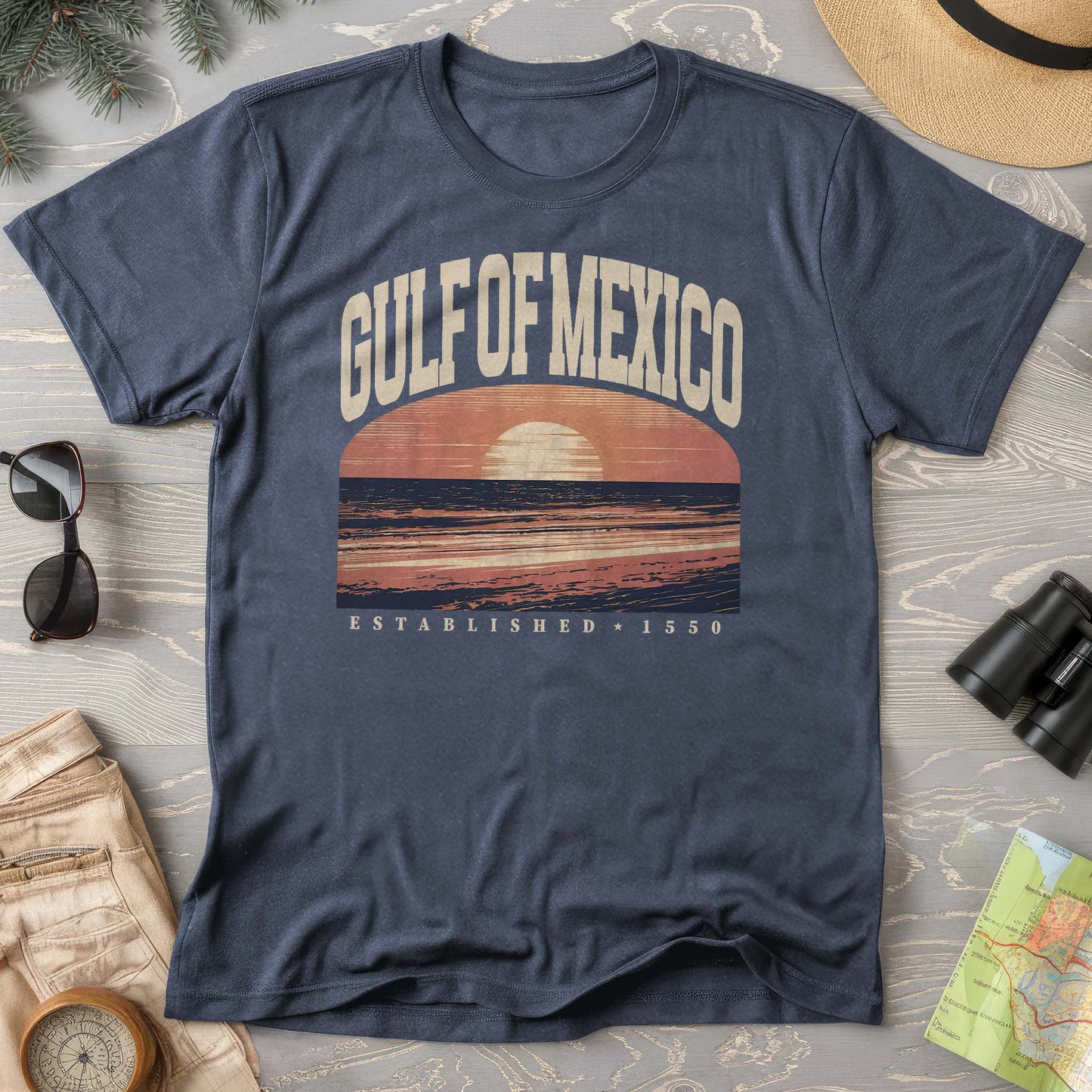 Bargain Bin Overstock! Gulf of Mexico Varsity Sunset Comfort Colors T-Shirt