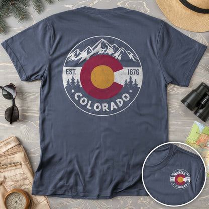 Colorado Flag Badge Textured Front/Back Comfort Colors T-Shirt