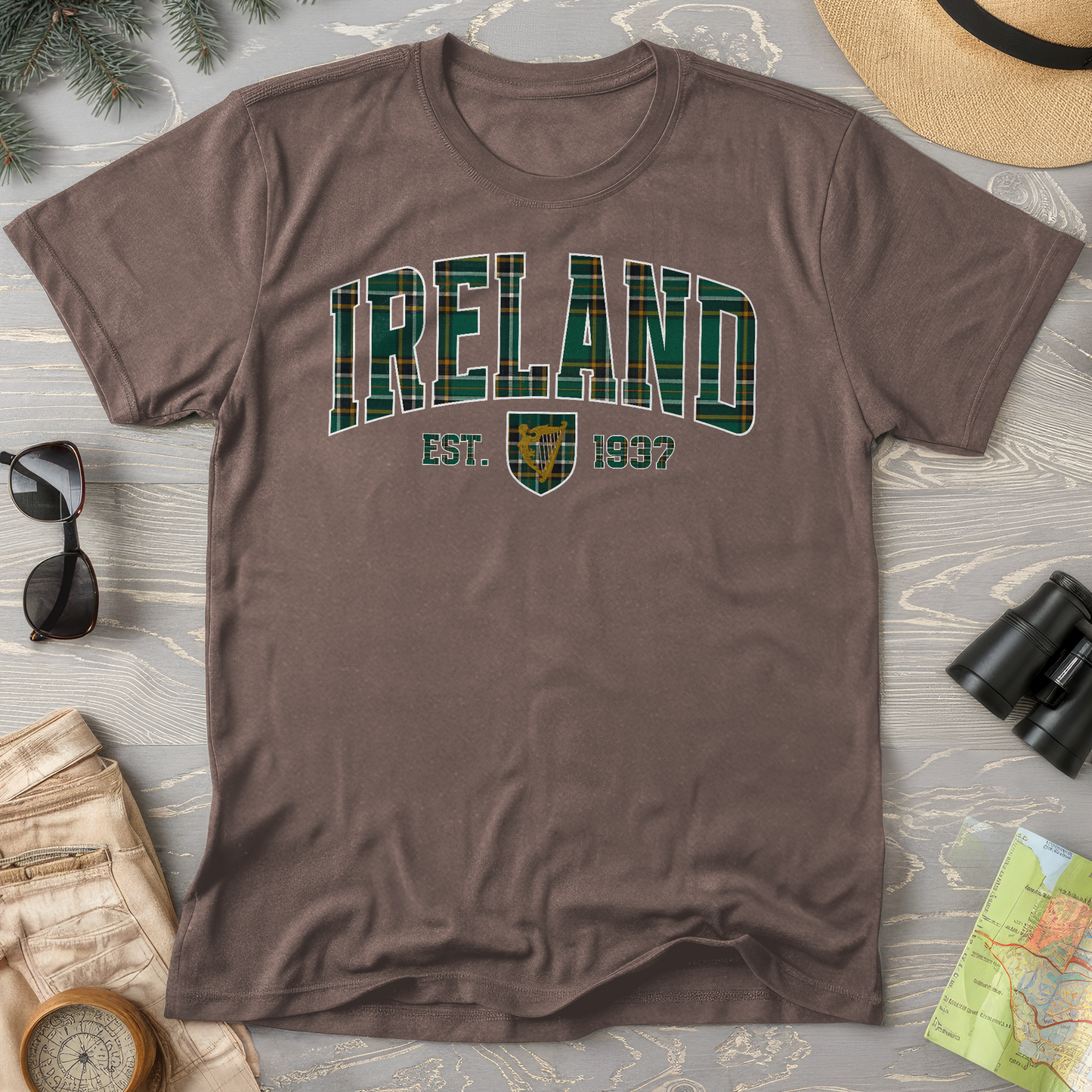 Ireland Tartan Varsity Comfort Colors T-Shirt