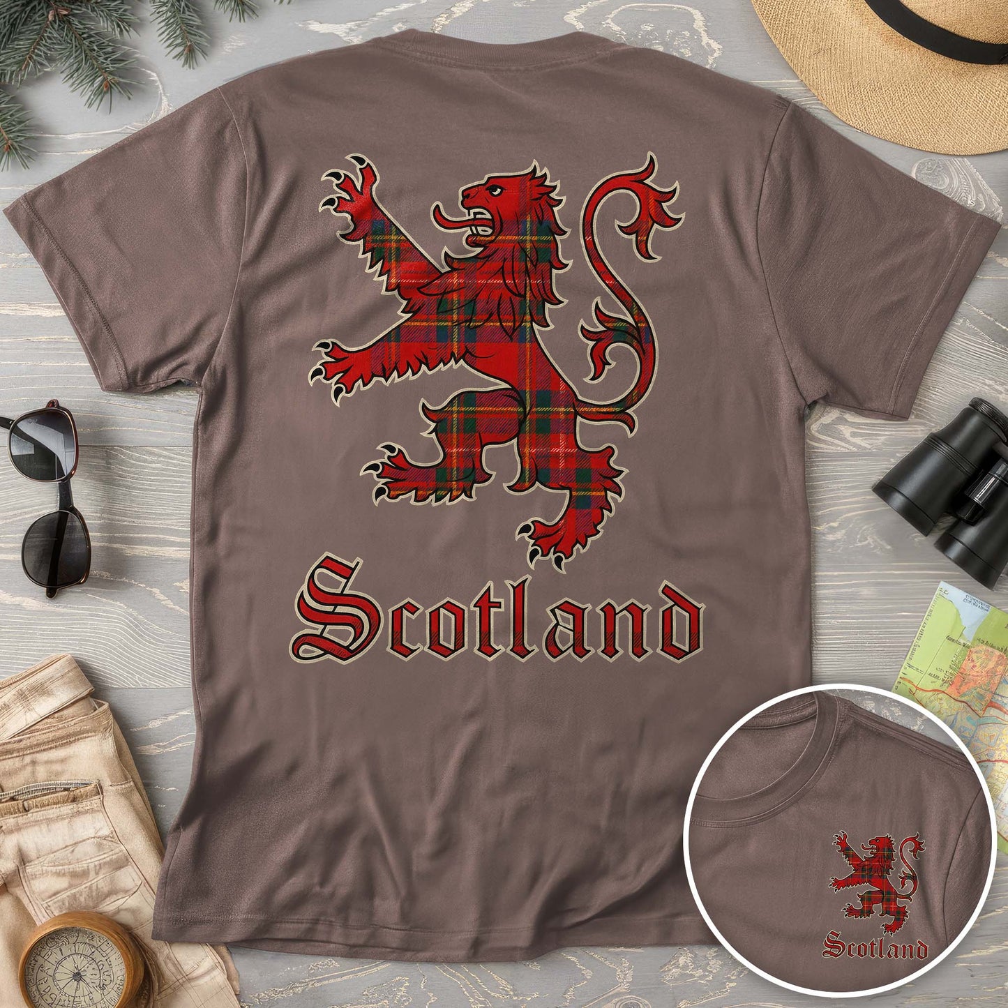 Scotland Tartan Lion Front/Back Print T-shirt