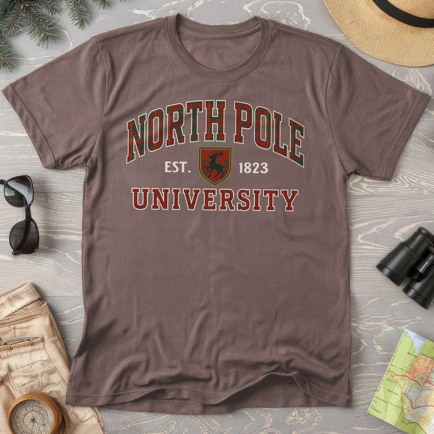 North Pole University Holiday Plaid Comfort Colors T-Shirt