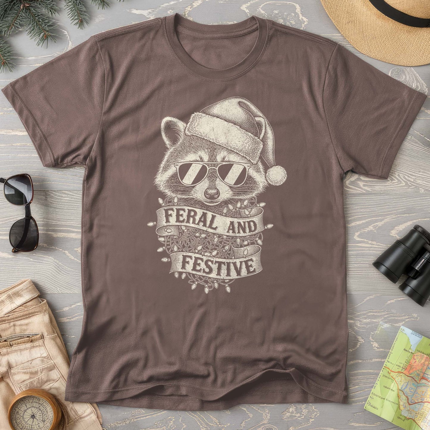 Feral and Festive Racoon Comfort Colors T-shirt