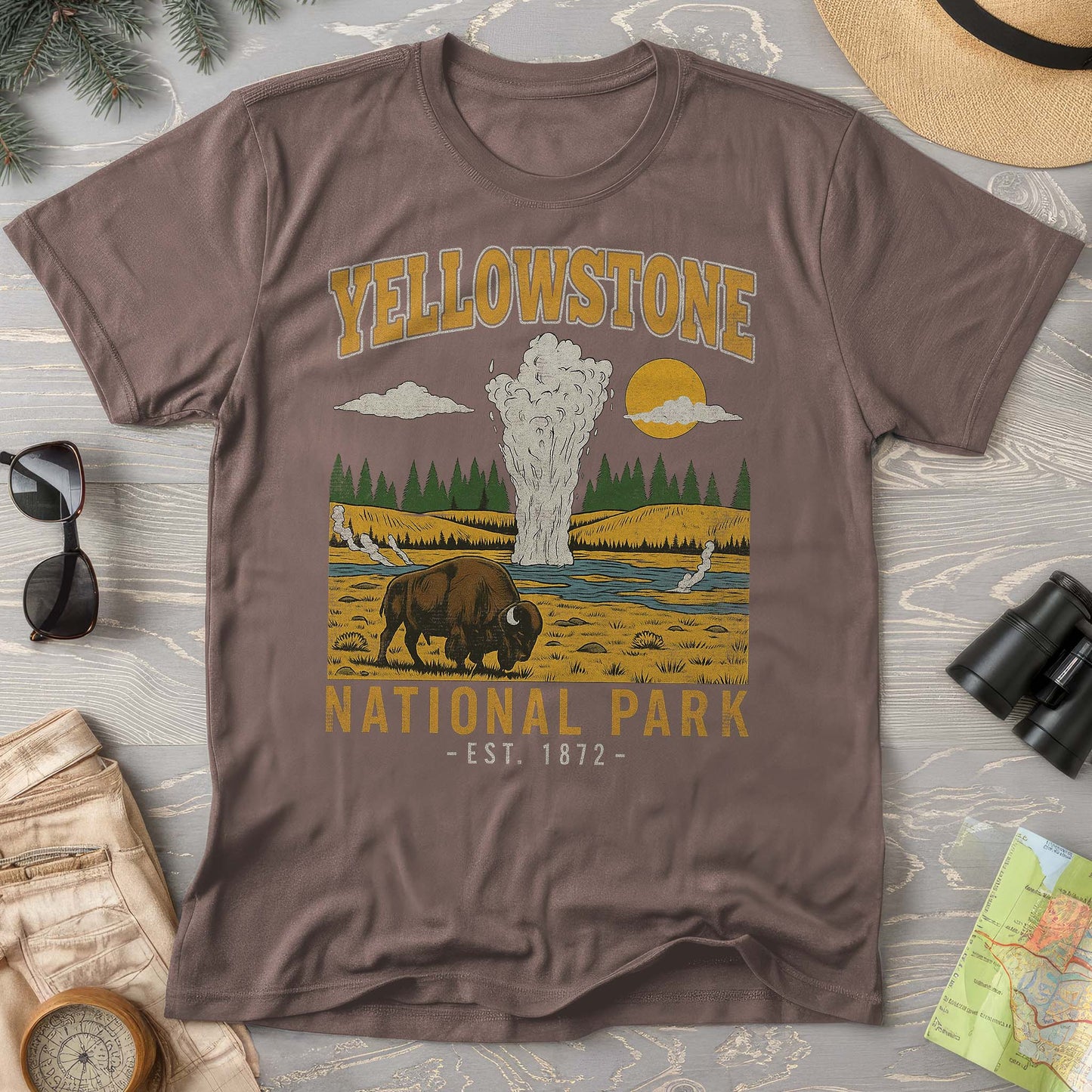 Yellowstone Old Faithful Buffalo Comfort Colors T-shirt