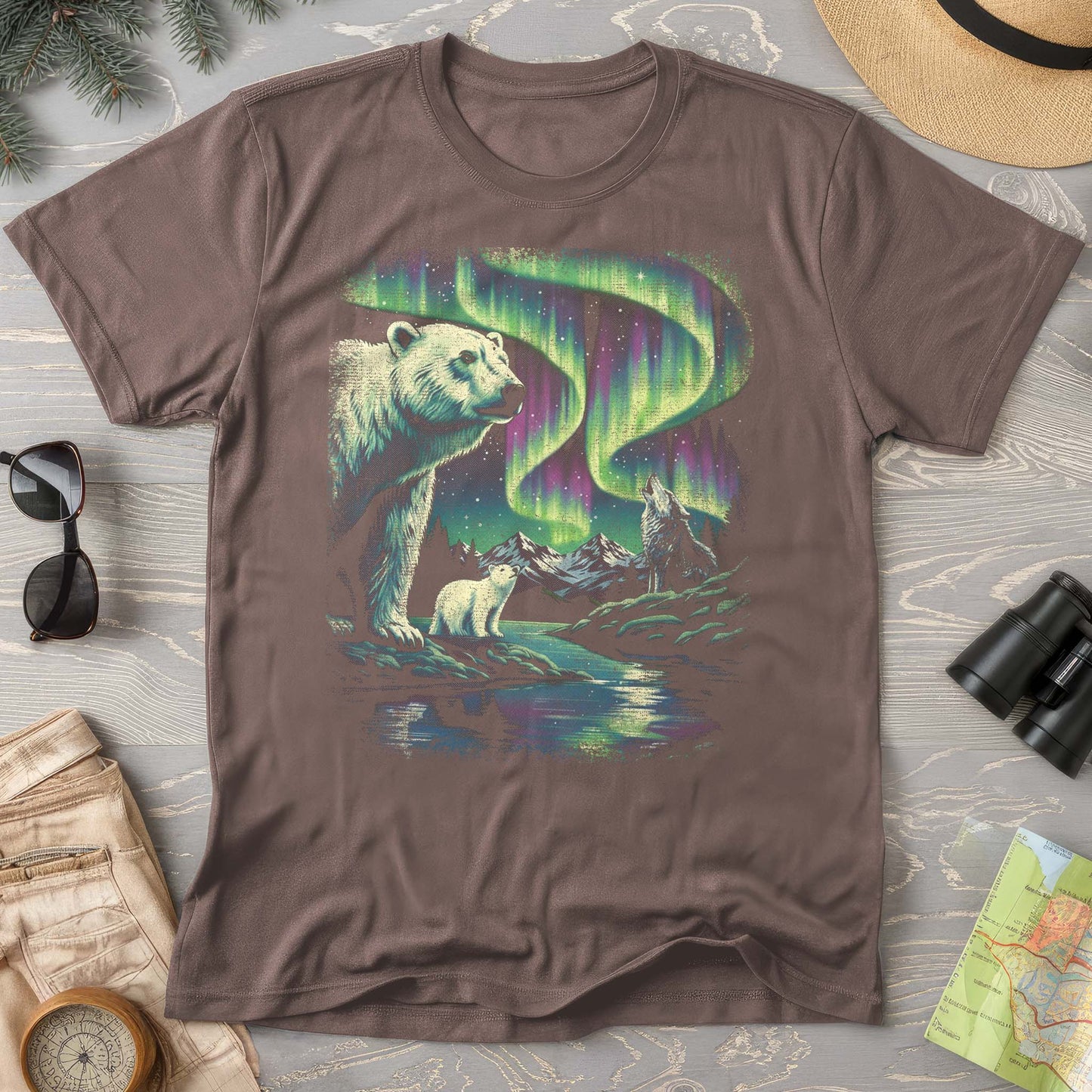 Northern Lights Polar Bears T-shirt