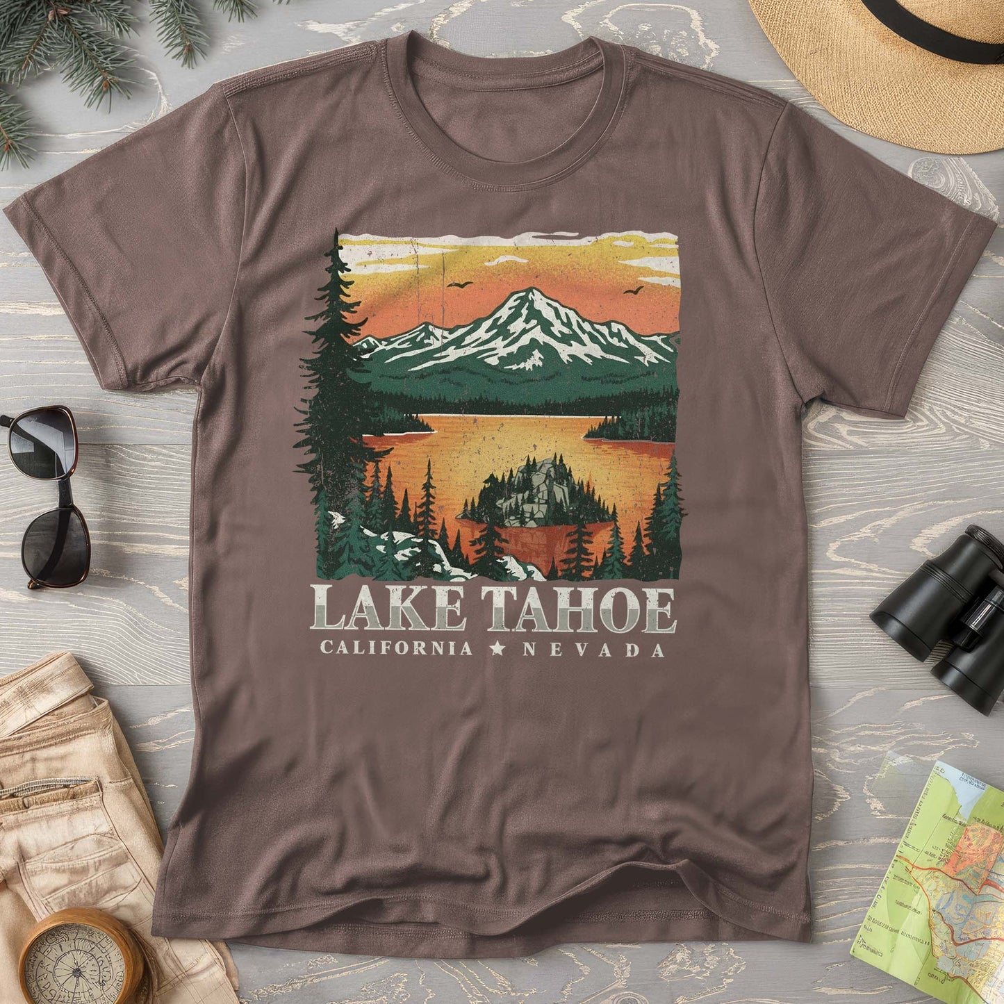 Lake Tahoe Emerald Bay Sunset Comfort Colors T-shirt