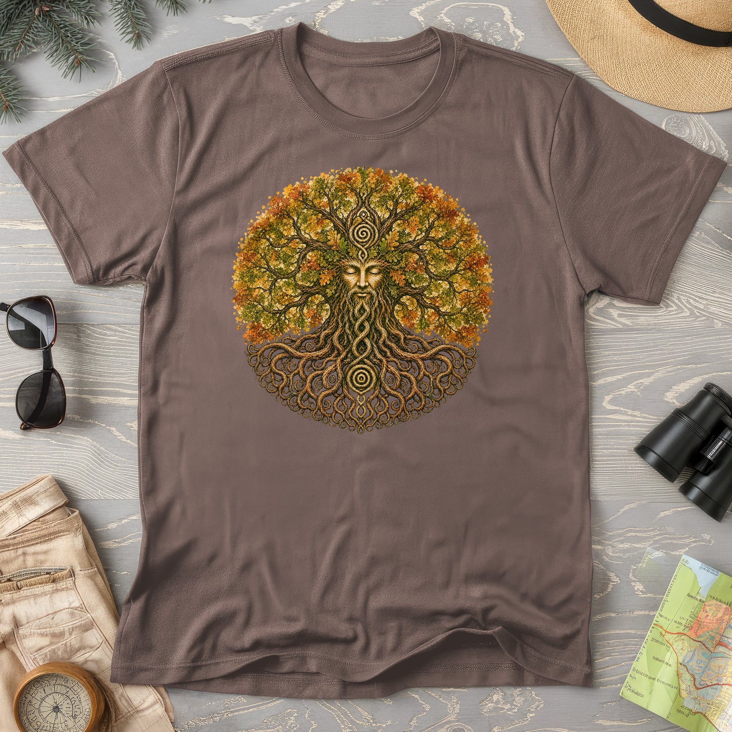 Green Man Autumn Bloom T-Shirt