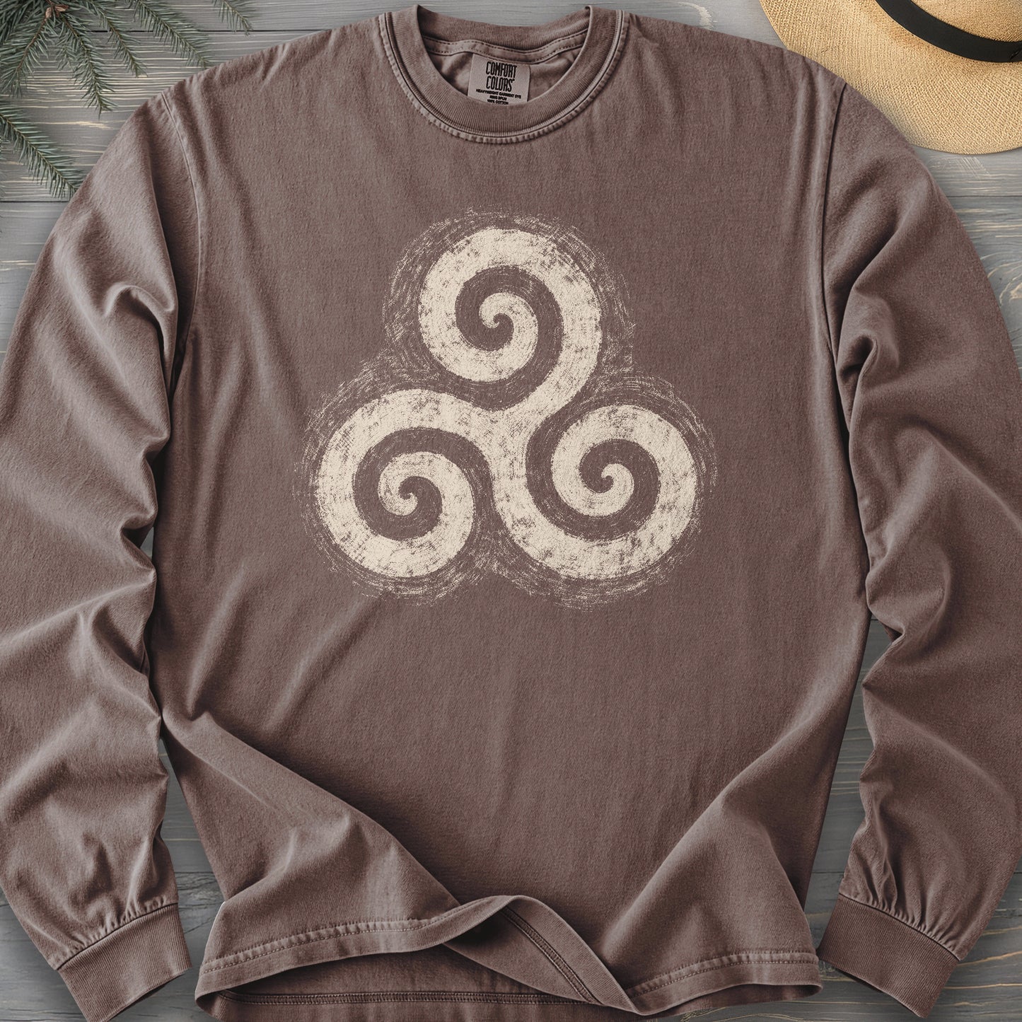 Triskele Charcoal Sketch Comfort Colors 6014 Long Sleeve