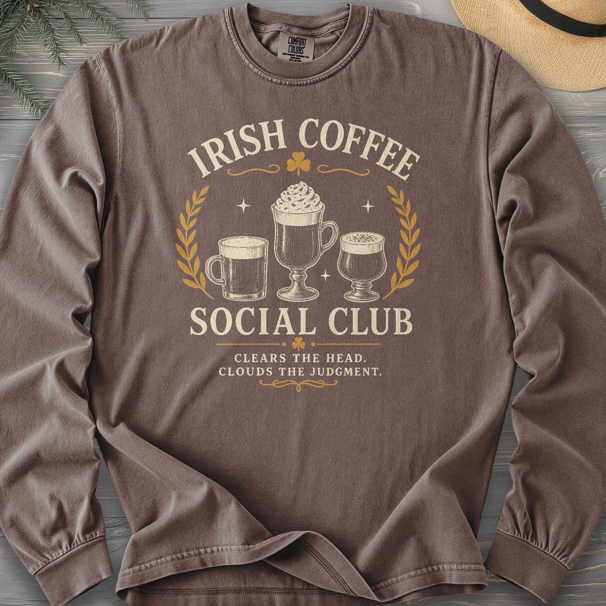 Irish Coffee Social Club Comfort Colors 6014 Long Sleeve