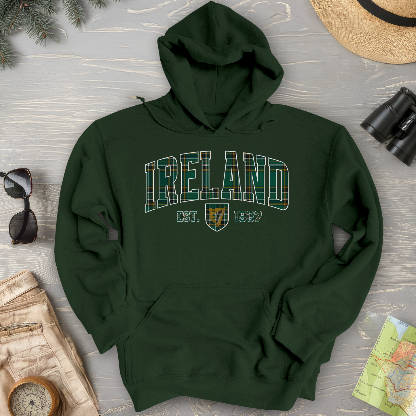 Ireland Tartan Varsity Hoodie