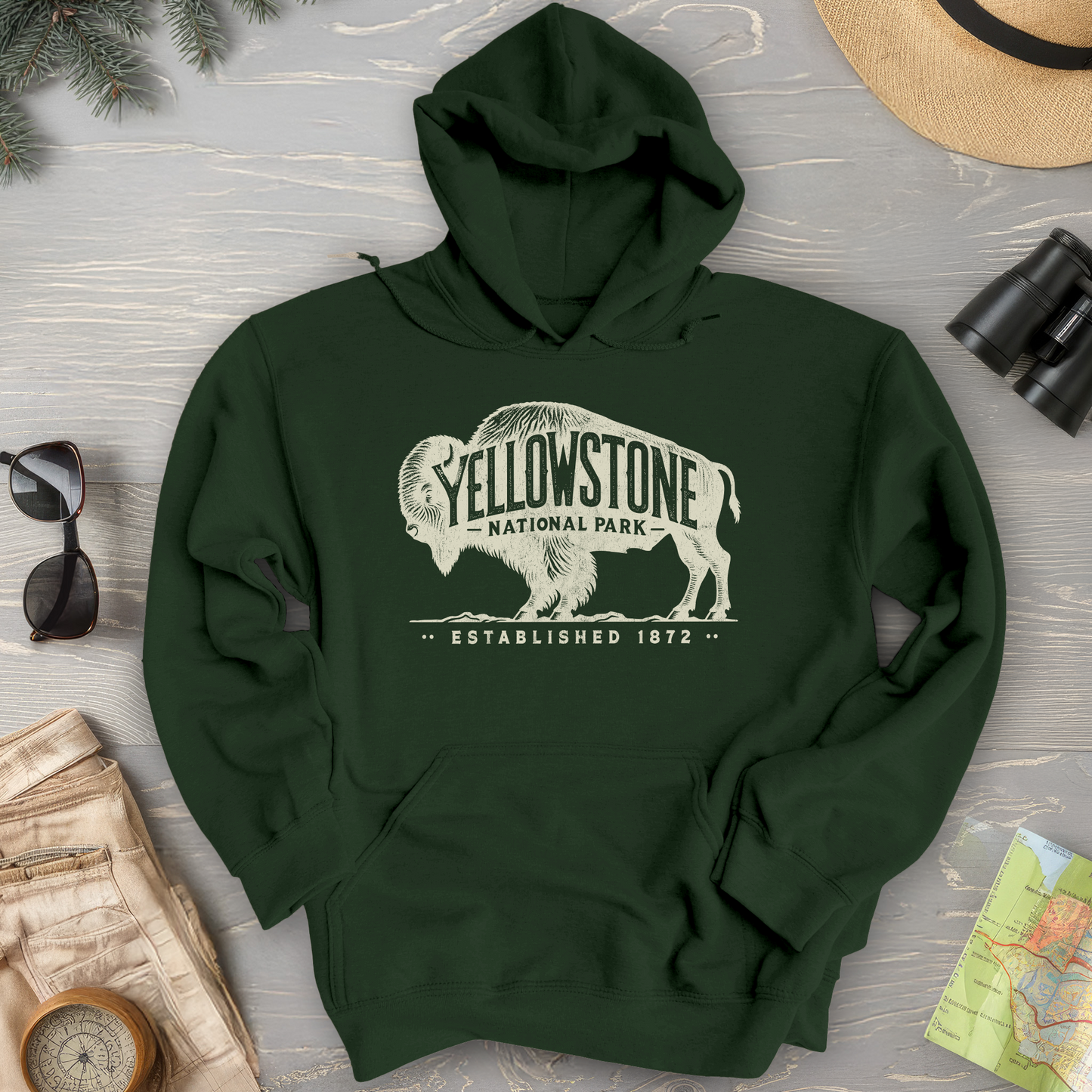 Yellowstone National Park "Vintage Buffalo" Hoodie
