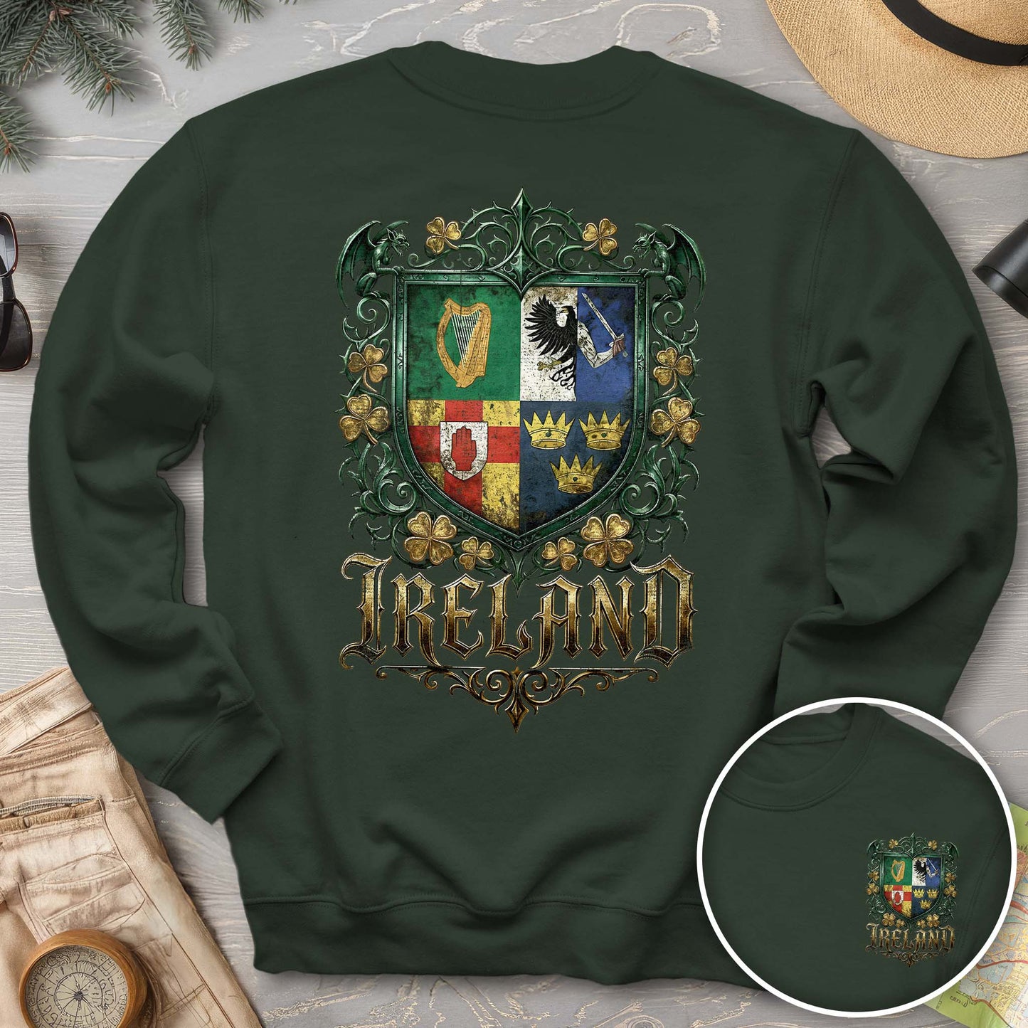 Irish Gothic Arms Front/Back Print Sweatshirt