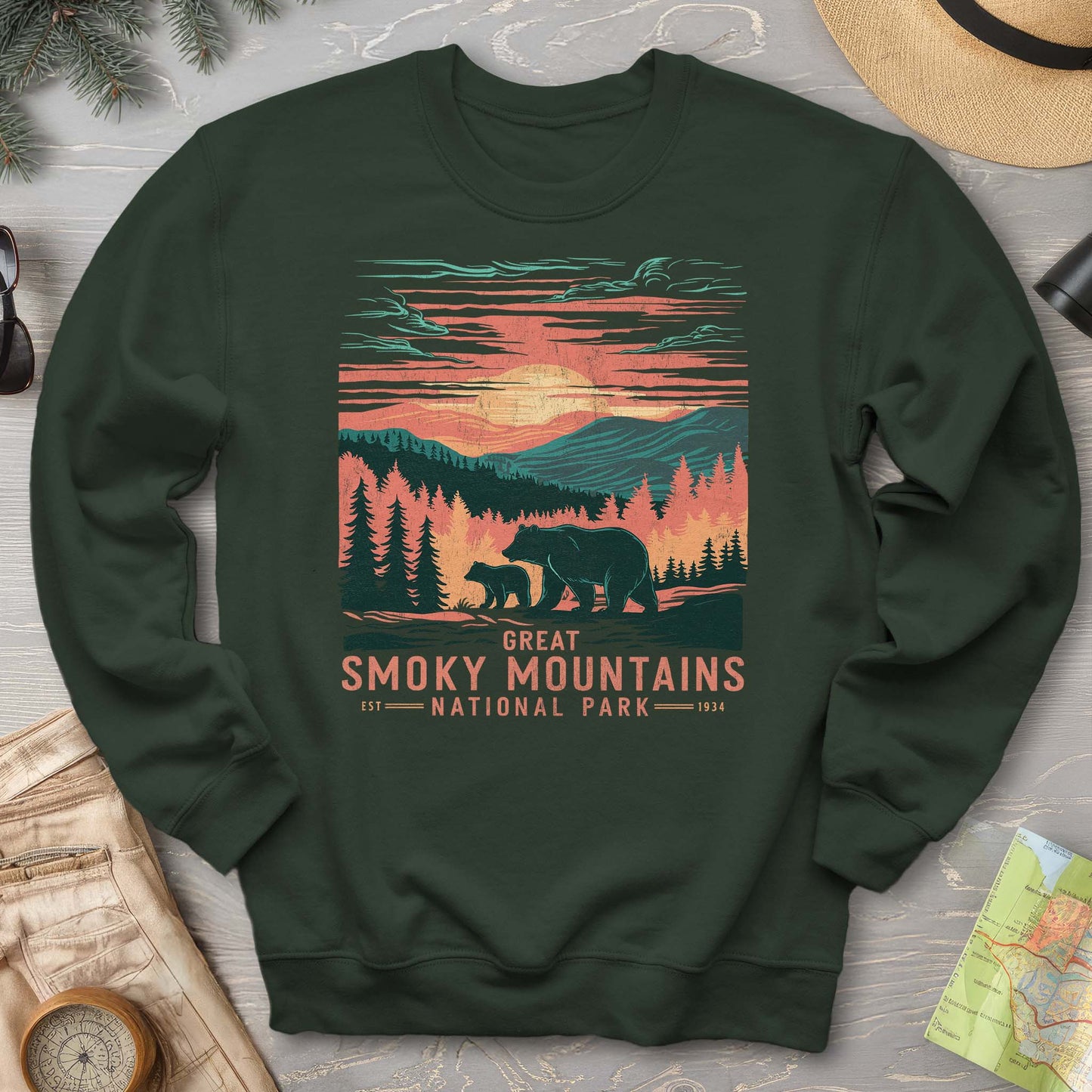 Great Smoky Mountains Sunset Bears Sweatshirt