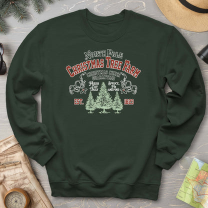 North Pole Christmas Tree Farm Vintage Print Sweatshirt