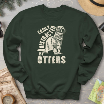 Easily Distracted By Otters Vintage Print Sweatshirt