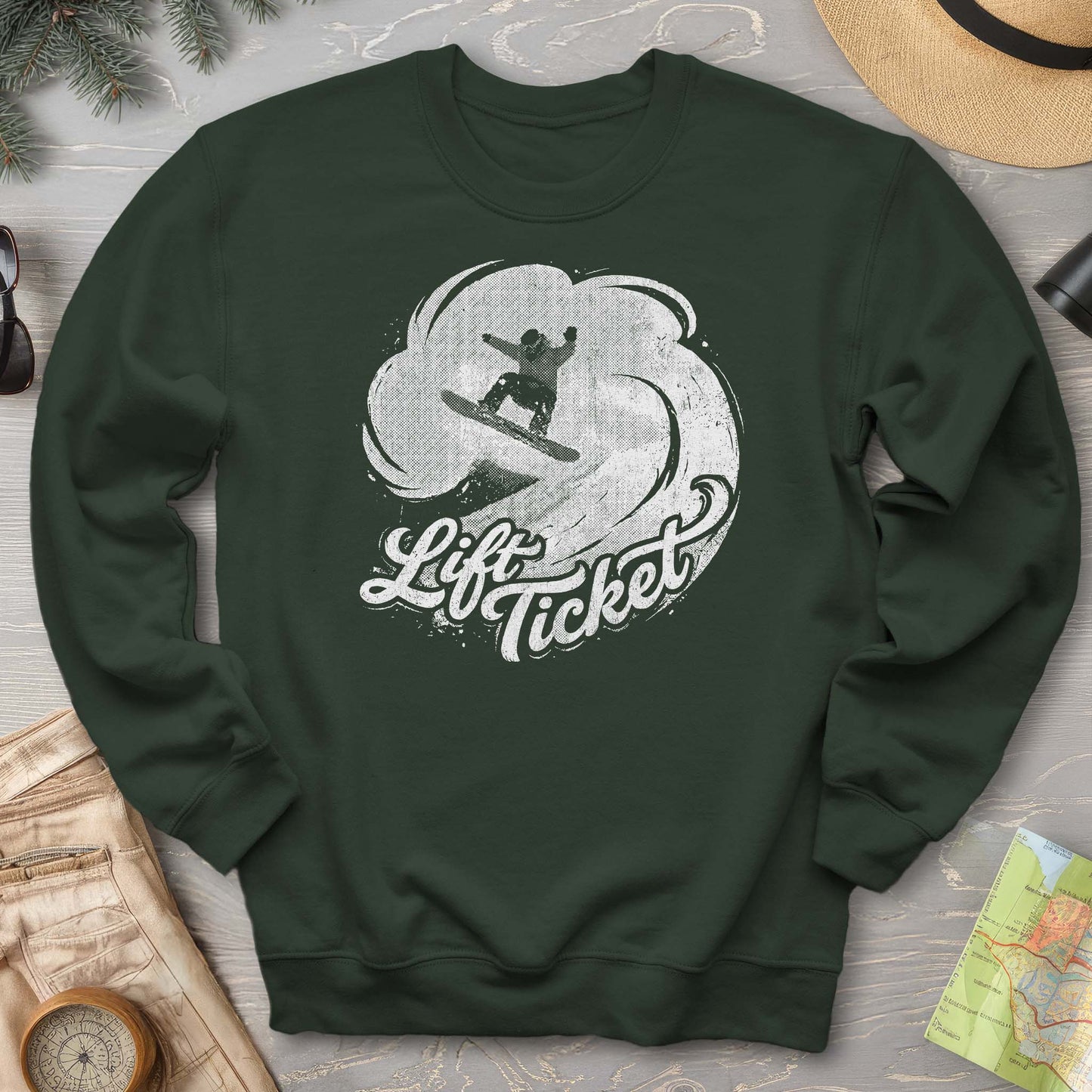Lift Ticket Snowboard Sweatshirt