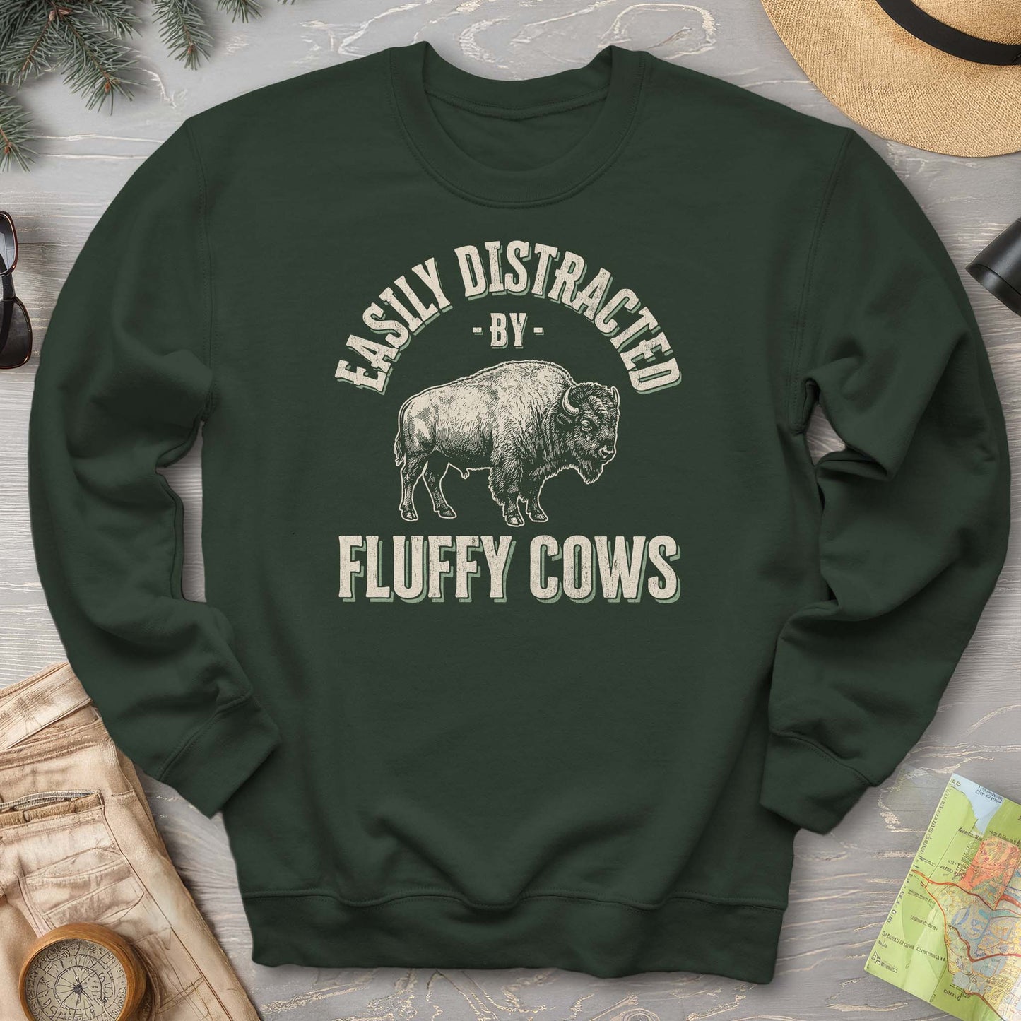 Fluffy Cow Distracted Sweatshirt