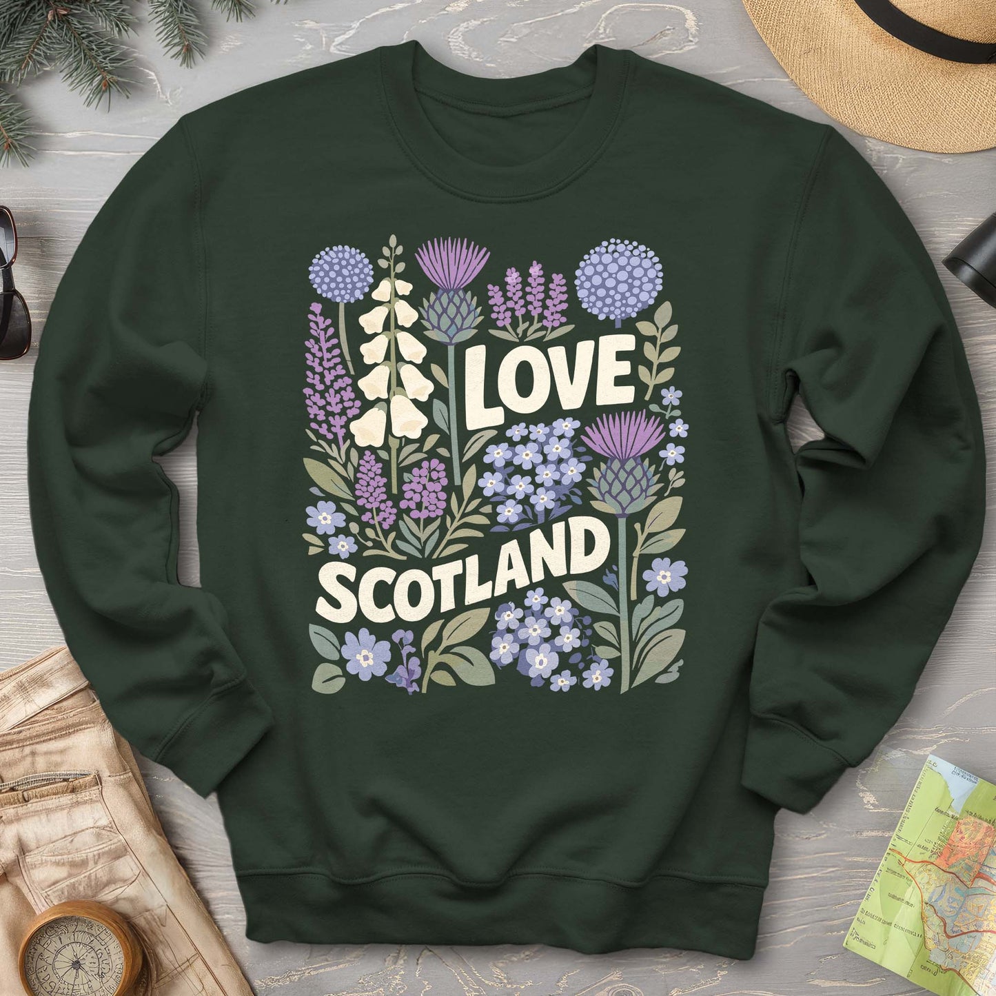 Love Scotland Flowers Sweatshirt