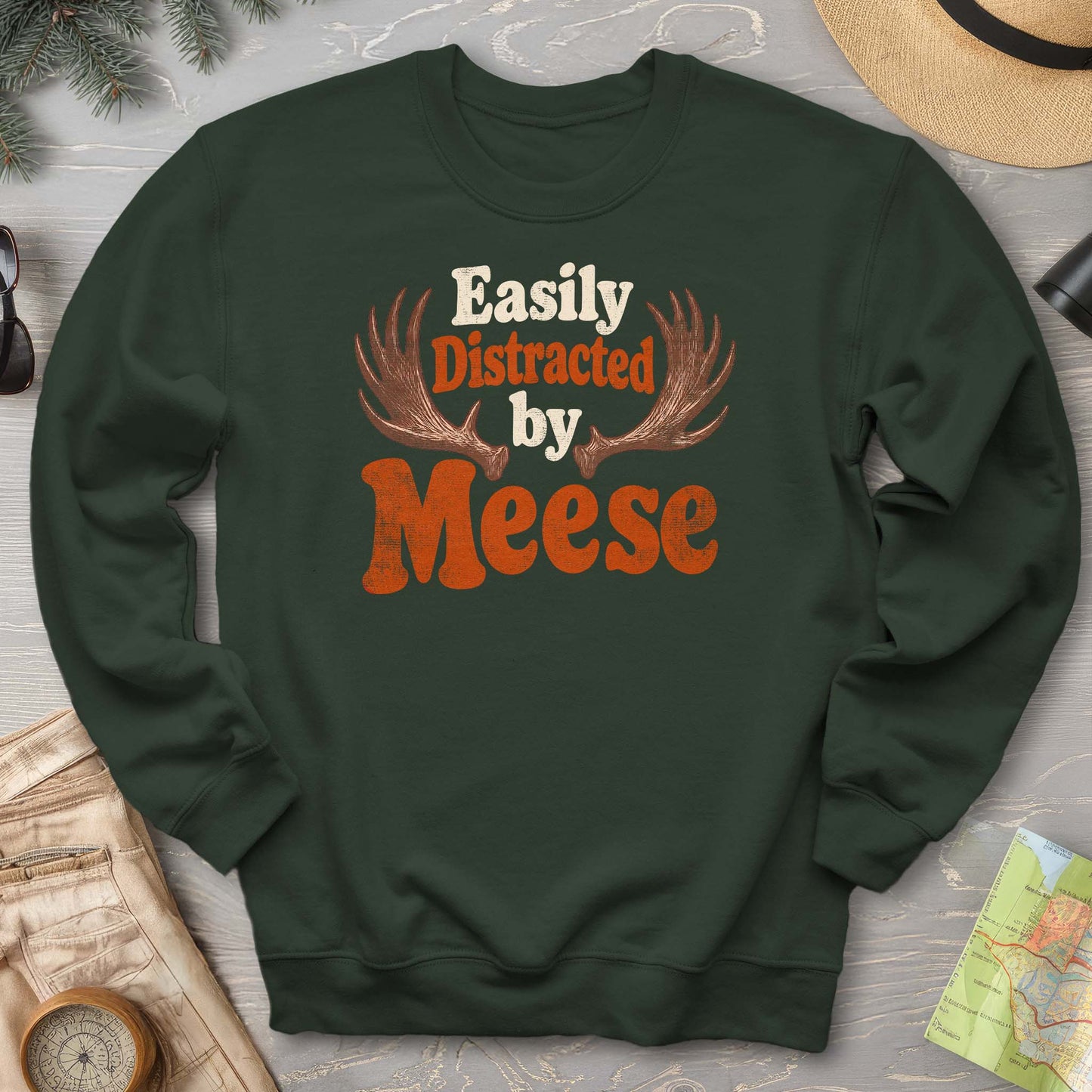 Distracted By Meese Antlers Sweatshirt