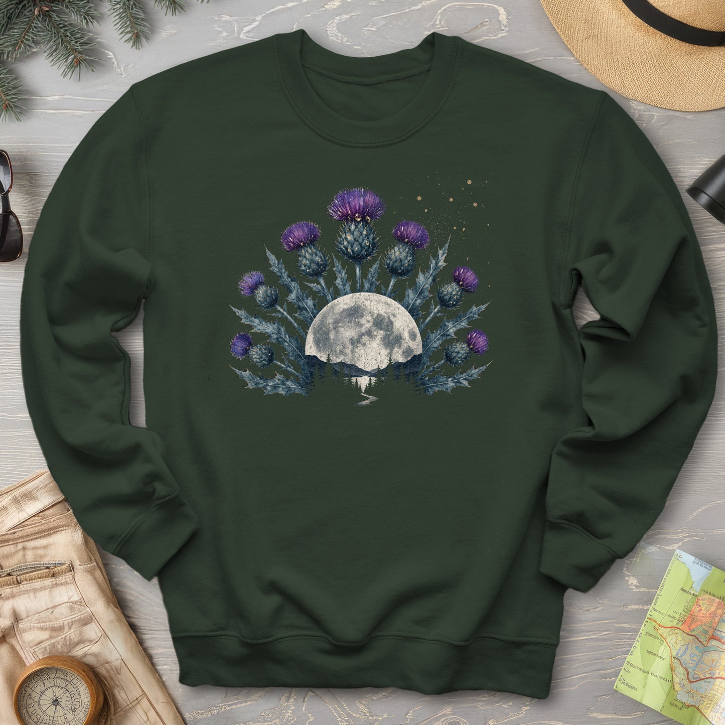 Moonlit Highland Thistles Sweatshirt